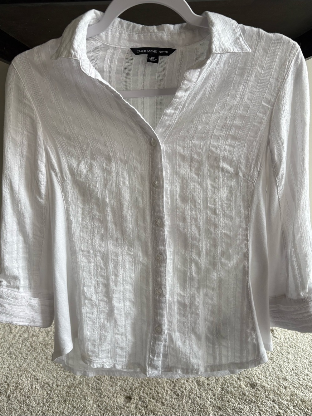 Zac & Rachel White Textured Button-Down Shirt